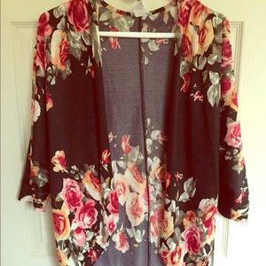 Floral open front cardigan/kimono