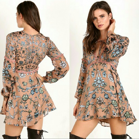 For love & lemons saffron mini dress teal blue S - Picture 2 of 4