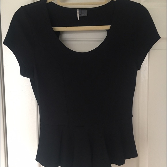 Urban Outfitters open back cropped peplum shirt