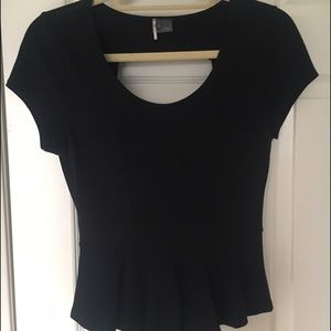 Urban Outfitters open back cropped peplum shirt