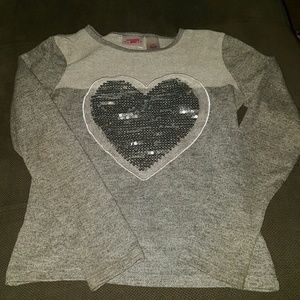 Girls long sleeve bling heart shirt