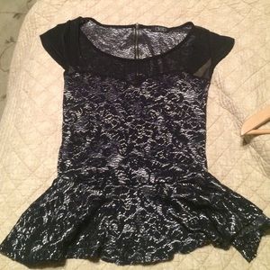 Lacy black and silver blouse
