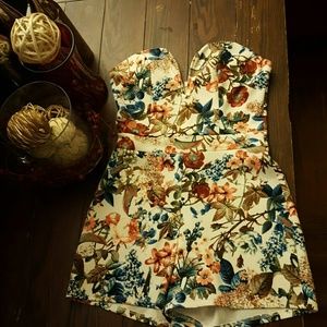 Strapless Floral Short Romper