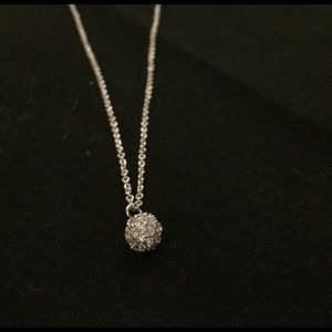 Silver Pave Ball Necklace