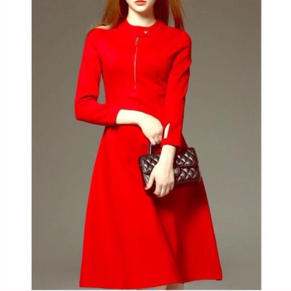 Beautiful Bright Red Midi Dress