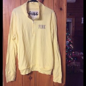 VS Pink 3/4 Zip Pale Yellow Sweatshirt
