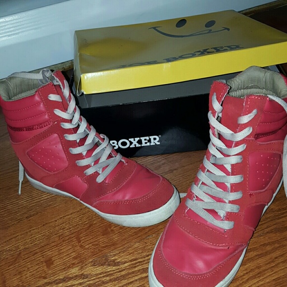 Red heeled sneakers