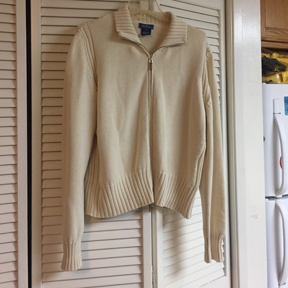 Cream Full zip sweater