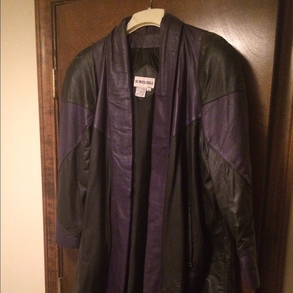 Tower Hill M Ladies Purple & Black leather coat