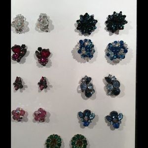Earrings, clip on, 9 pairs