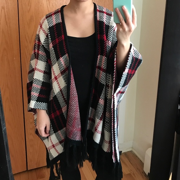 Forever 21 Sweaters - Plaid Knit Poncho