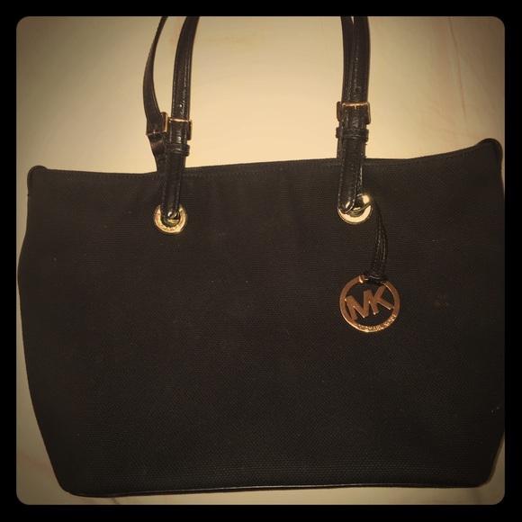 MK jet set grab tote bag canvas & leather straps.
