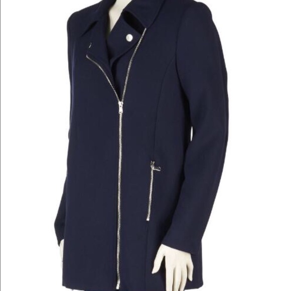 Carmen Marc Valvo Navy Car Coat/Jacket