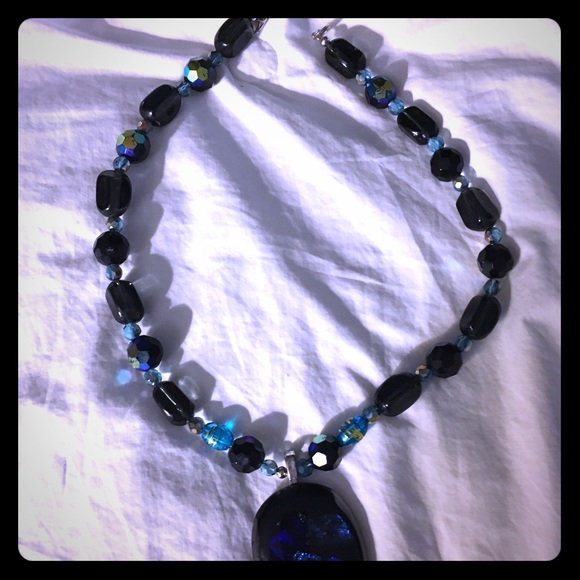 Custom Cocktail cobalt blue necklace