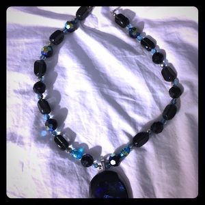 Custom Cocktail cobalt blue necklace