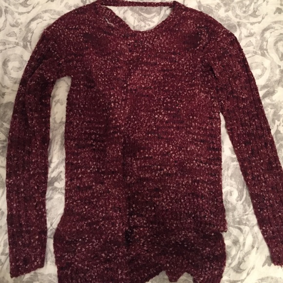 Burgundy sweater, back detail
