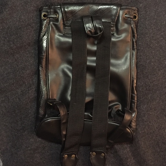 Black Faux Leather Backpack - Picture 2 of 2