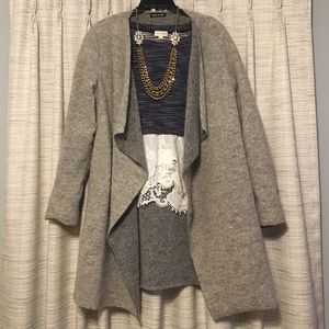 Italian Street Style Open-Front Wool Coat