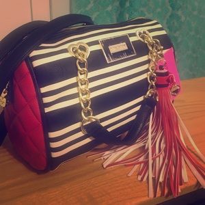 Betsey Johnson Satchel barrel striped