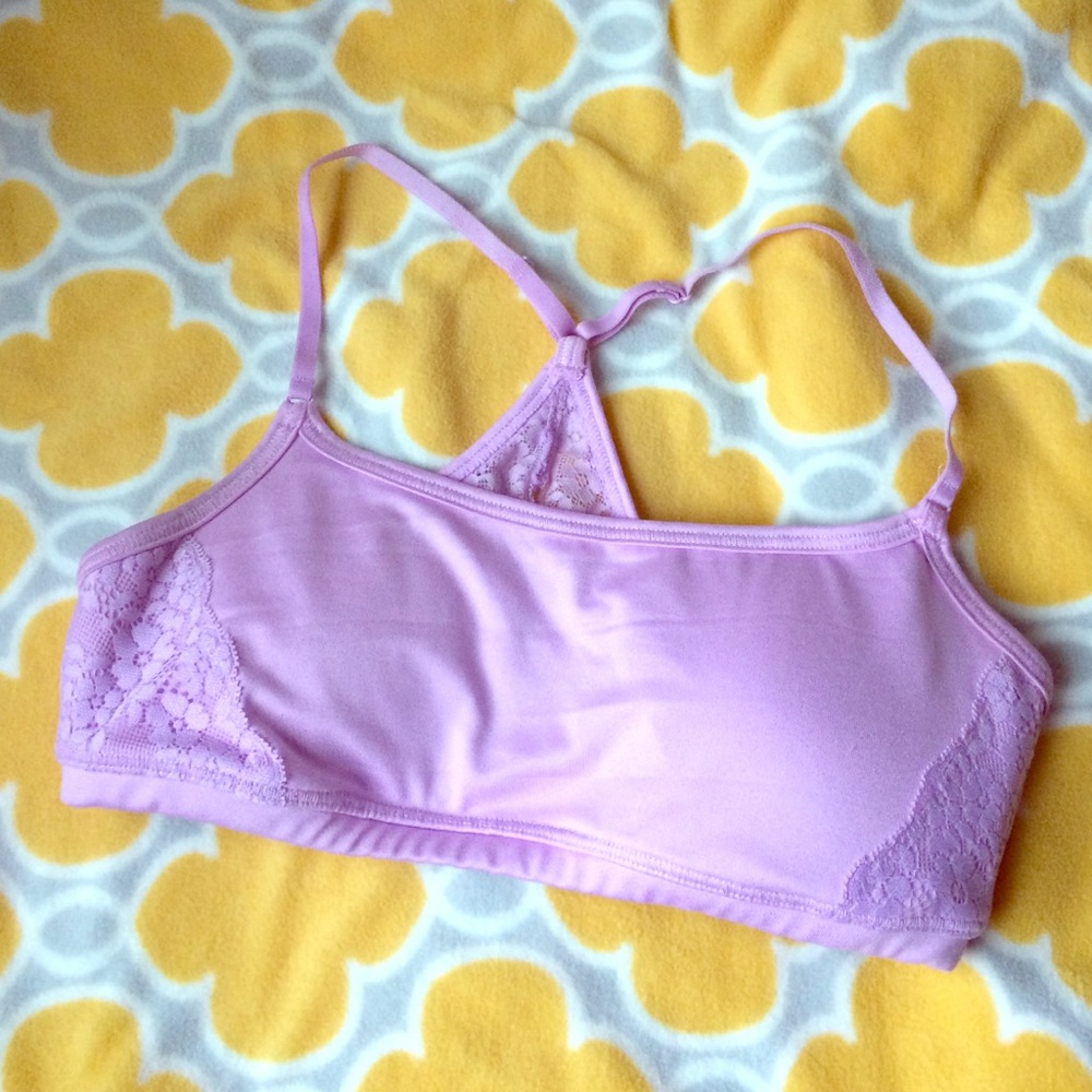 Aerie Lace Trim Racerback Sports Bra Crossback