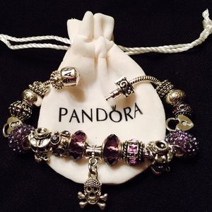 PANDORA Engraved Bracelet with European charms