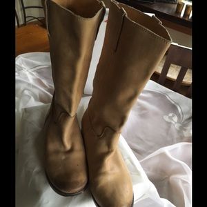 "Mia" light tan leather comfort boots .