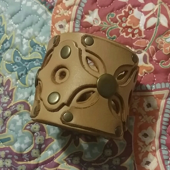 Faux tan leather cuff