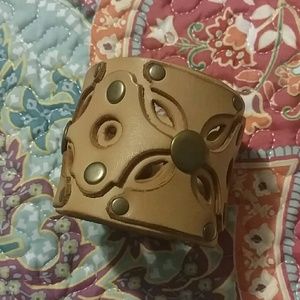 Faux tan leather cuff