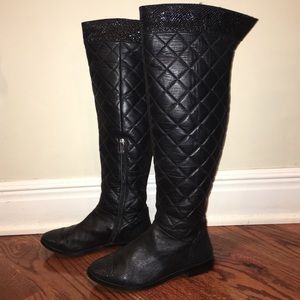 Chloé knee boots black leather quilted 37 / 7 us