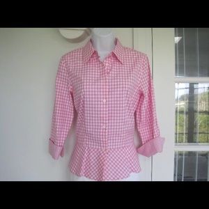 Ralph Lauren Daylily Pink & White Blouse Size 8