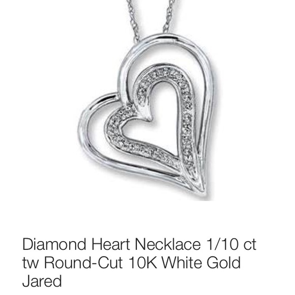 Jared 10k White Gold Diamond Heart Pendant