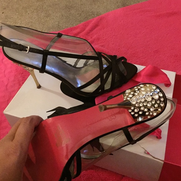 Paris Hilton Lora Brown diamond encrusted heels