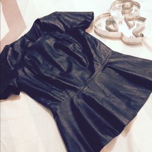 Vegan Leather Peplum Top