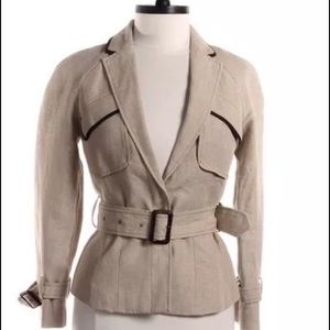 Ann Taylor LOFT Tan LINEN Safari Jacket size 4