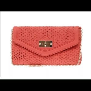 ALDO Lanosa lazer medium clutch purse coral pink