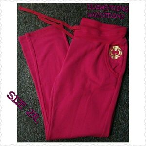 Dark Pink Jogging Pants with Drawstring Waistband