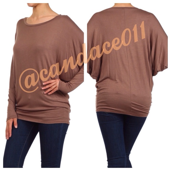 CC Boutique Tops - Long Sleeved Dolman Top (Mocha)