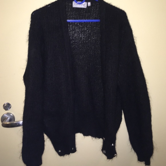 Black fur cardigan
