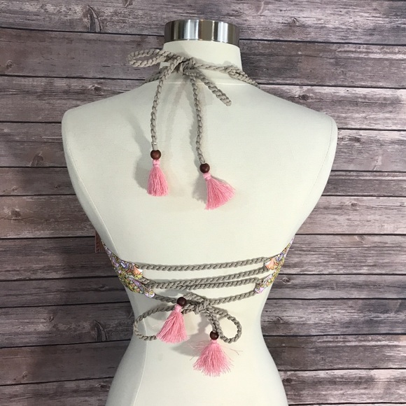 Victorias Secret Swim Halter Top Pink Paisley - Picture 2 of 4