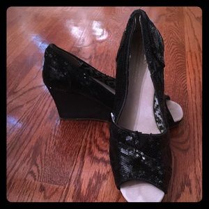 Black sequin toms wedges. 7.5