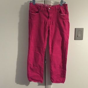 Paige 28 crop hot pink jeans