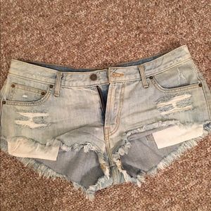 Ripped jean shorts