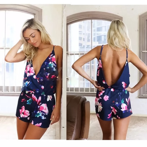  Last Price Drop Blue Floral Romper - Picture 3 of 4