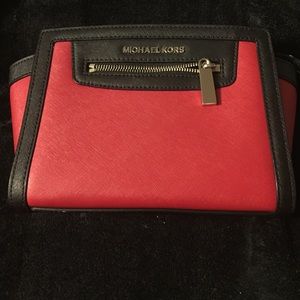 Michael Kors Red/Black purse with matching wallet