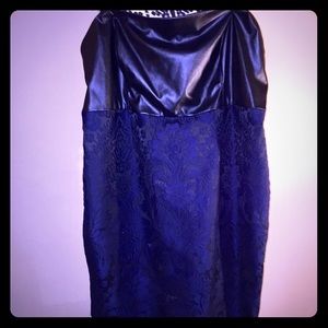 Faux Leather & Brocade Asos Curve Party Dress