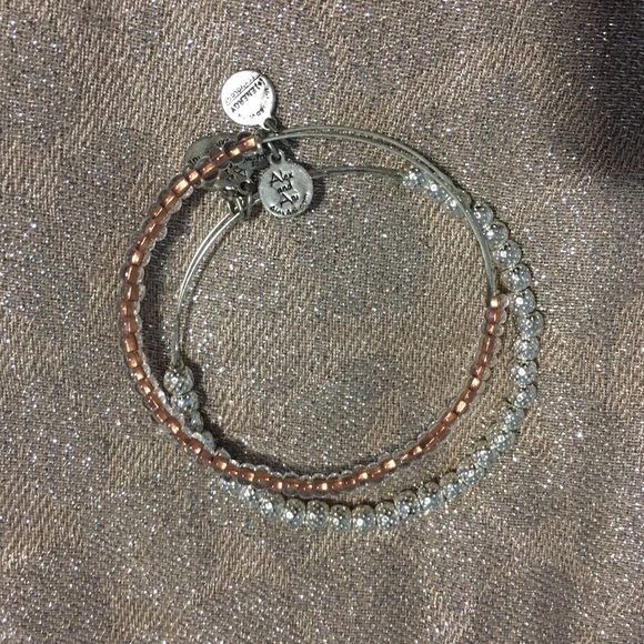 Alex and Ani copper and silver bangles