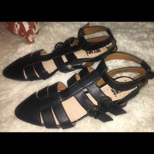 MIX No6 pointed leather black flats