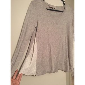 Gray sweater with lace on the side