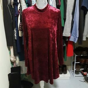 XMAS Red Stretch Velvet Dress (Long Sleeve)