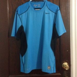 Blue Nike pro combat tee. Adult L. No stain.